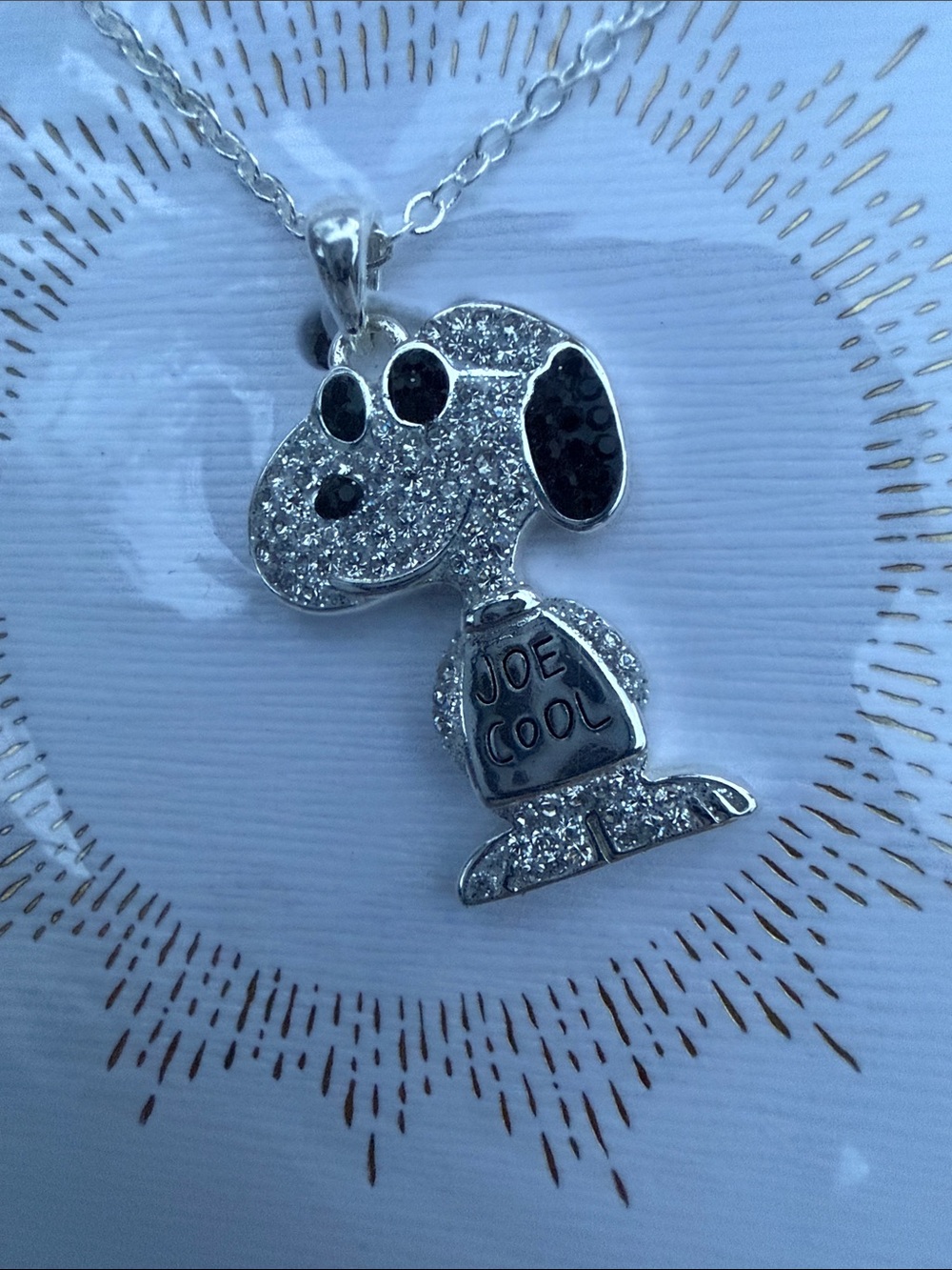 Unwritten Fine Silver Plated Snoopy 'Joe Cool' Pendant Necklace